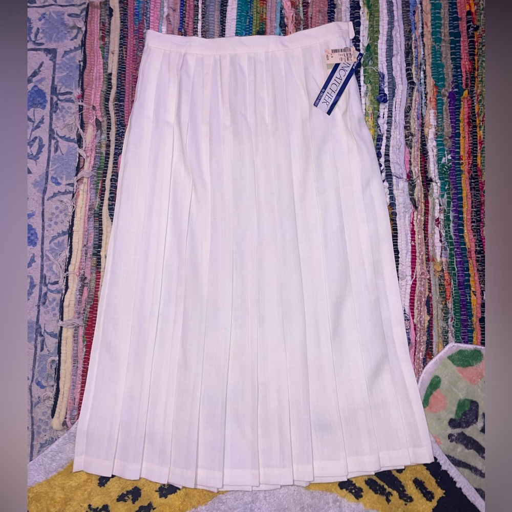 vintage Just Clothes pleated white full length skirt NWT